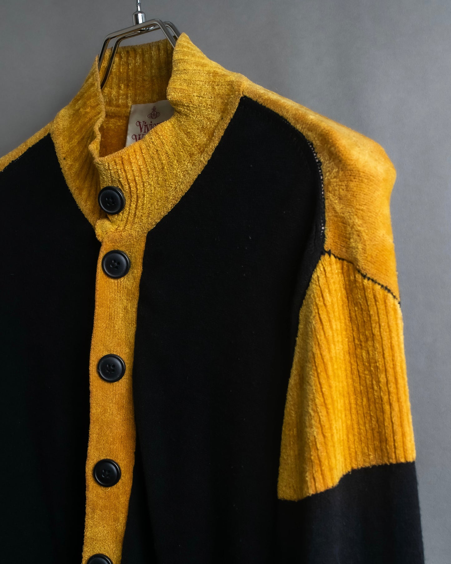 "Vivienne Westwood" Two-tone ribbed switching cardigan