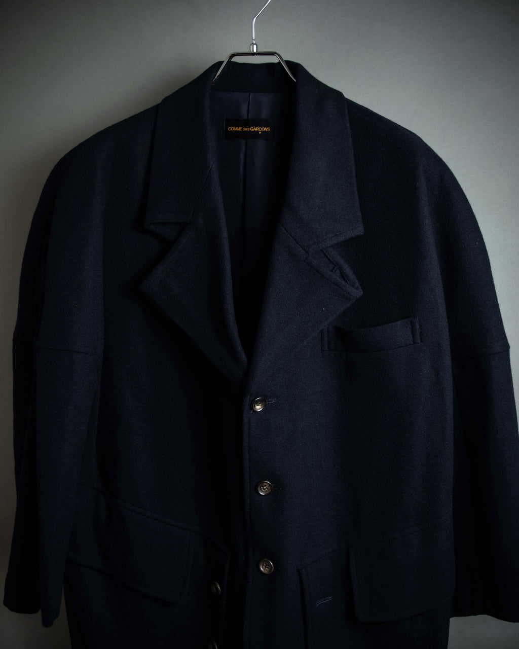 "COMME des GARCONS" 90's Front panel docking design chester coat