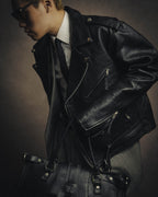 -MOOD MILLÉSIMES- 80’s-90’s heavy-grain double riders jacket
