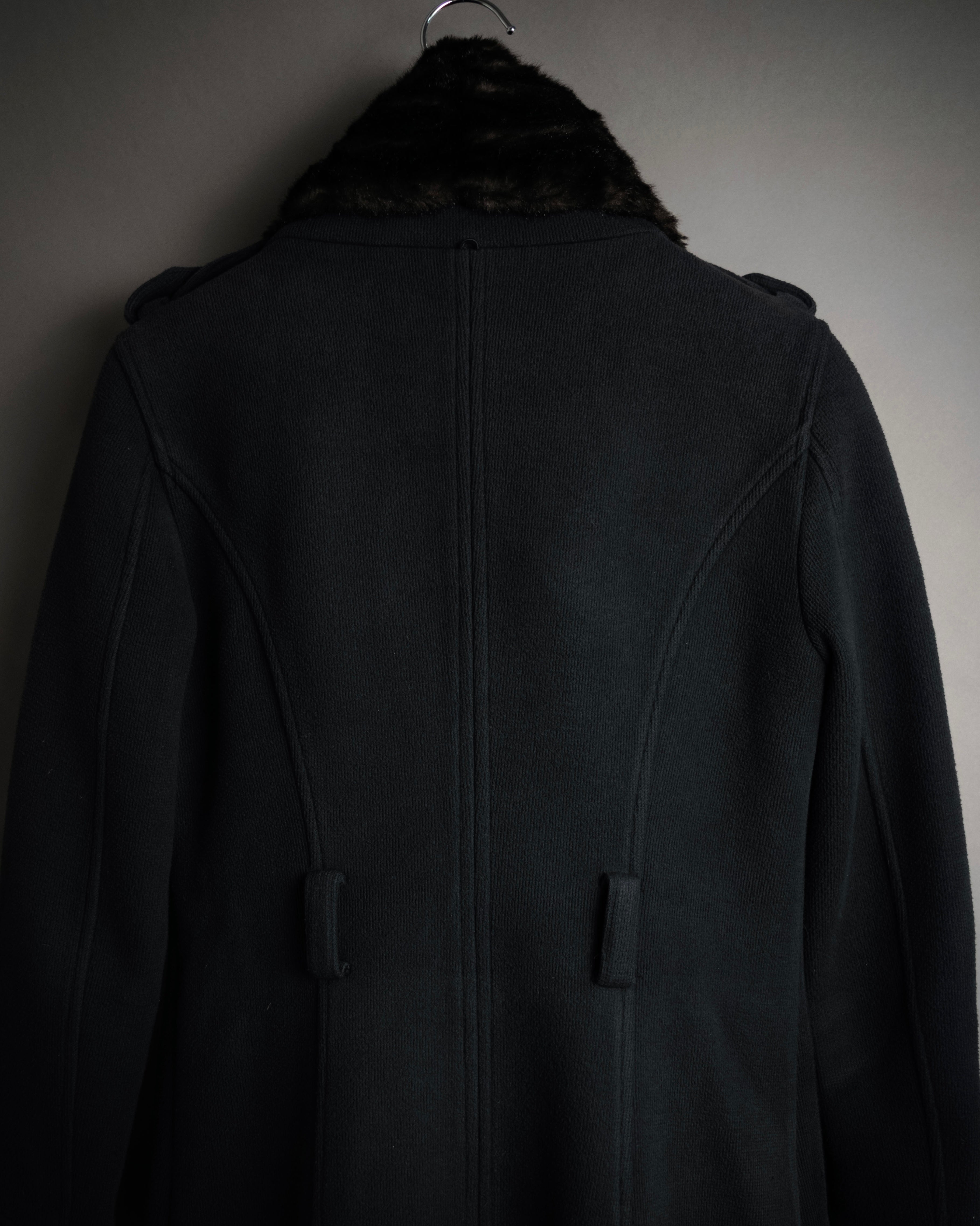 “EMPORIO ARMANI” 2009 AW Military inspired zip-up knit long coat