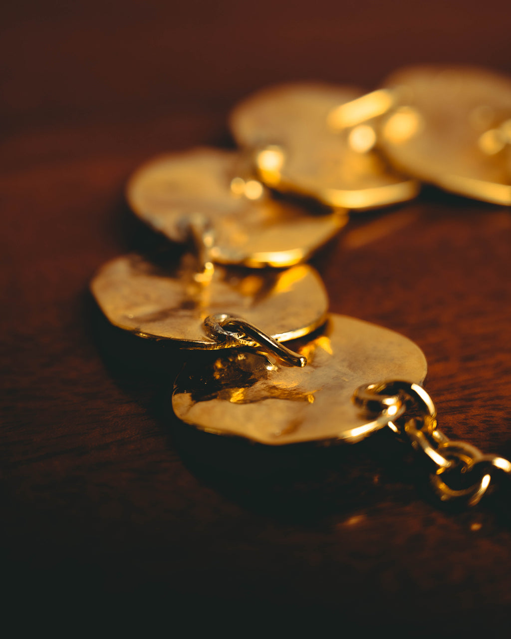 -SPECIAL- “Yves Saint Laurent” 80’s-90’s Hammered gold coin link bracelet