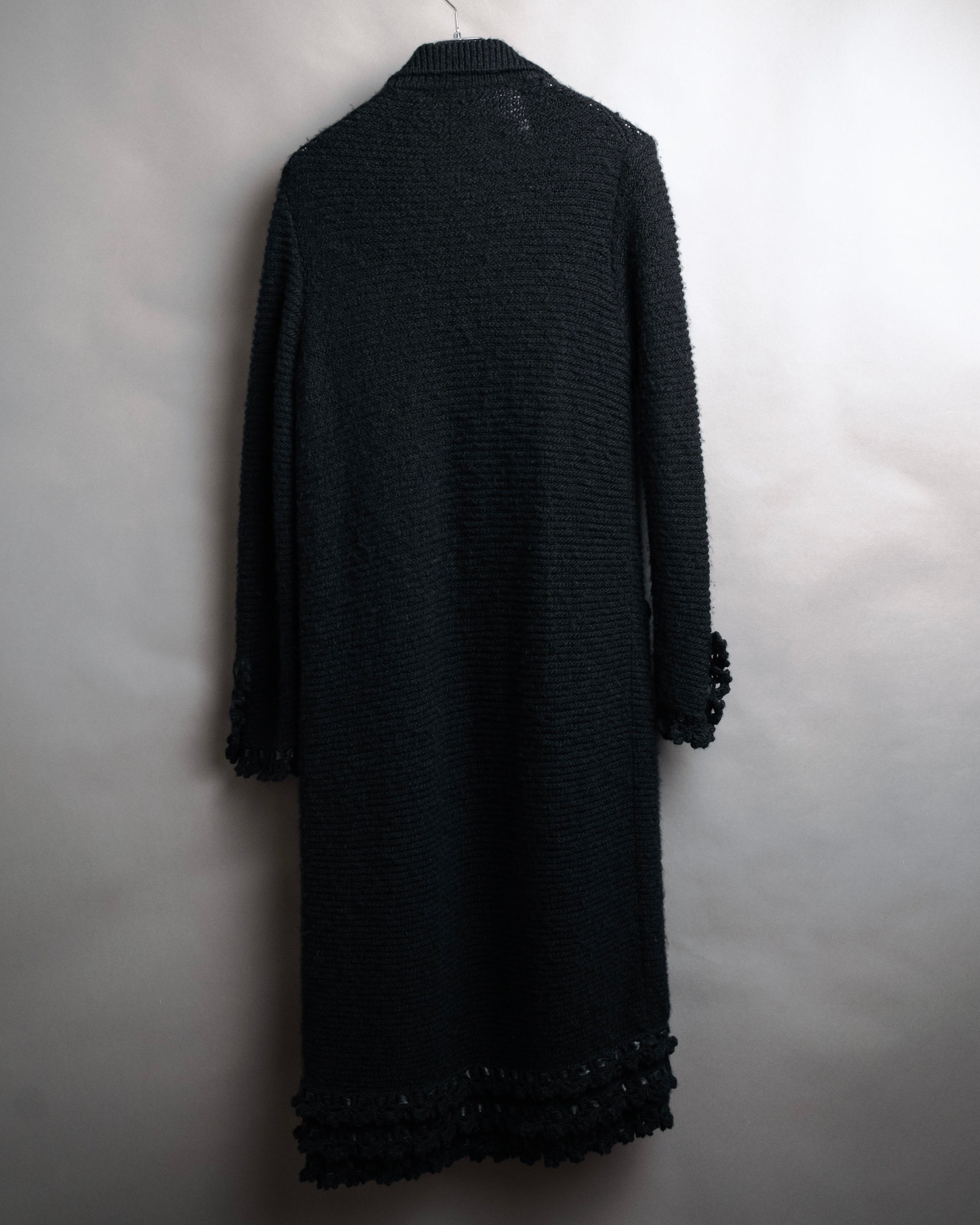 SPECIAL- “CHANEL“ 2004 Leather interlaced long knit coat – MOOD