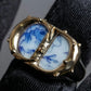 "Christian Dior" CD motif blue bloom design ring