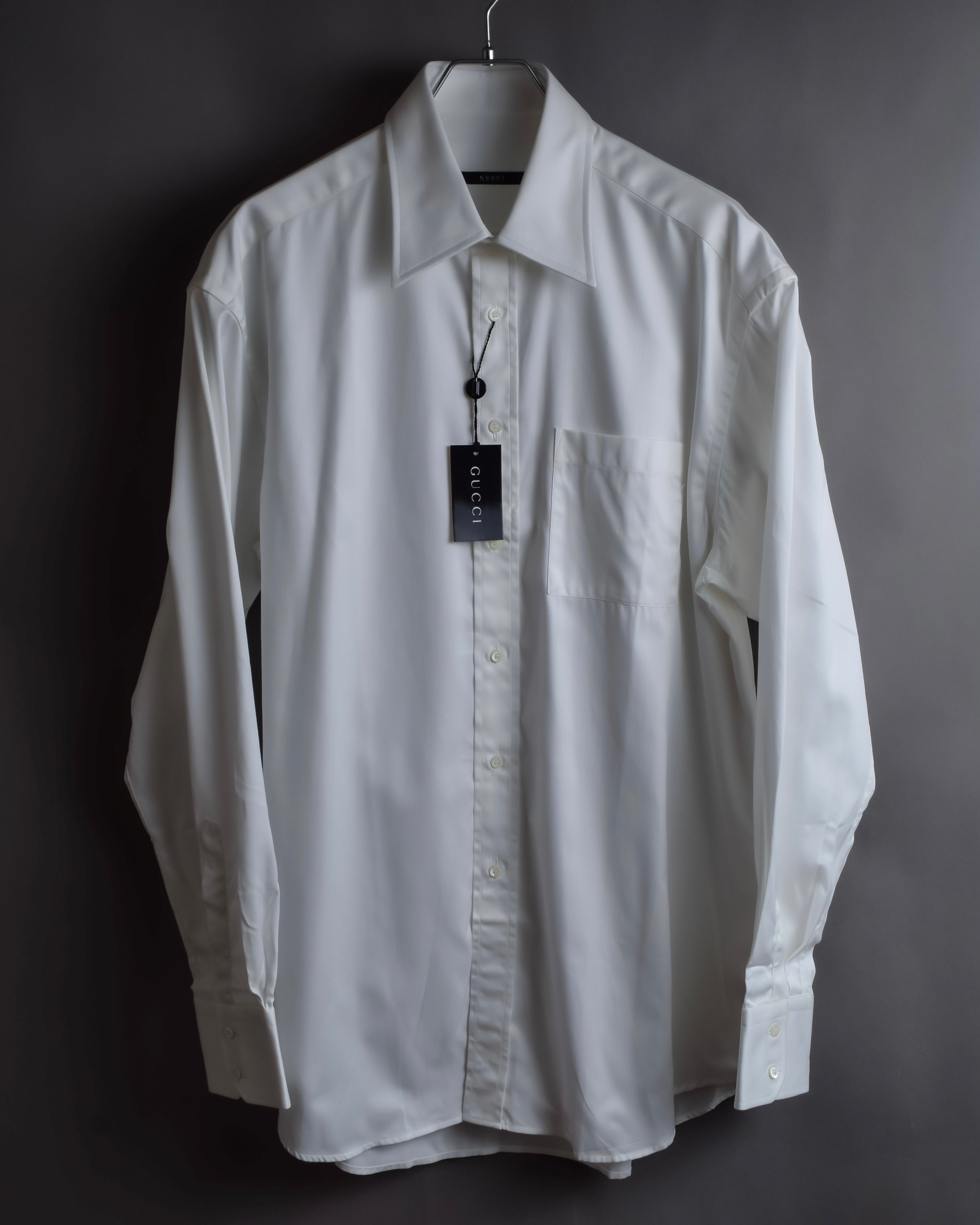 "GUCCI" Minimal collar detail white cotton shirt