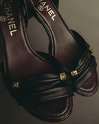 "CHANEL" 90's-00's Bow leather ankle strap sandals