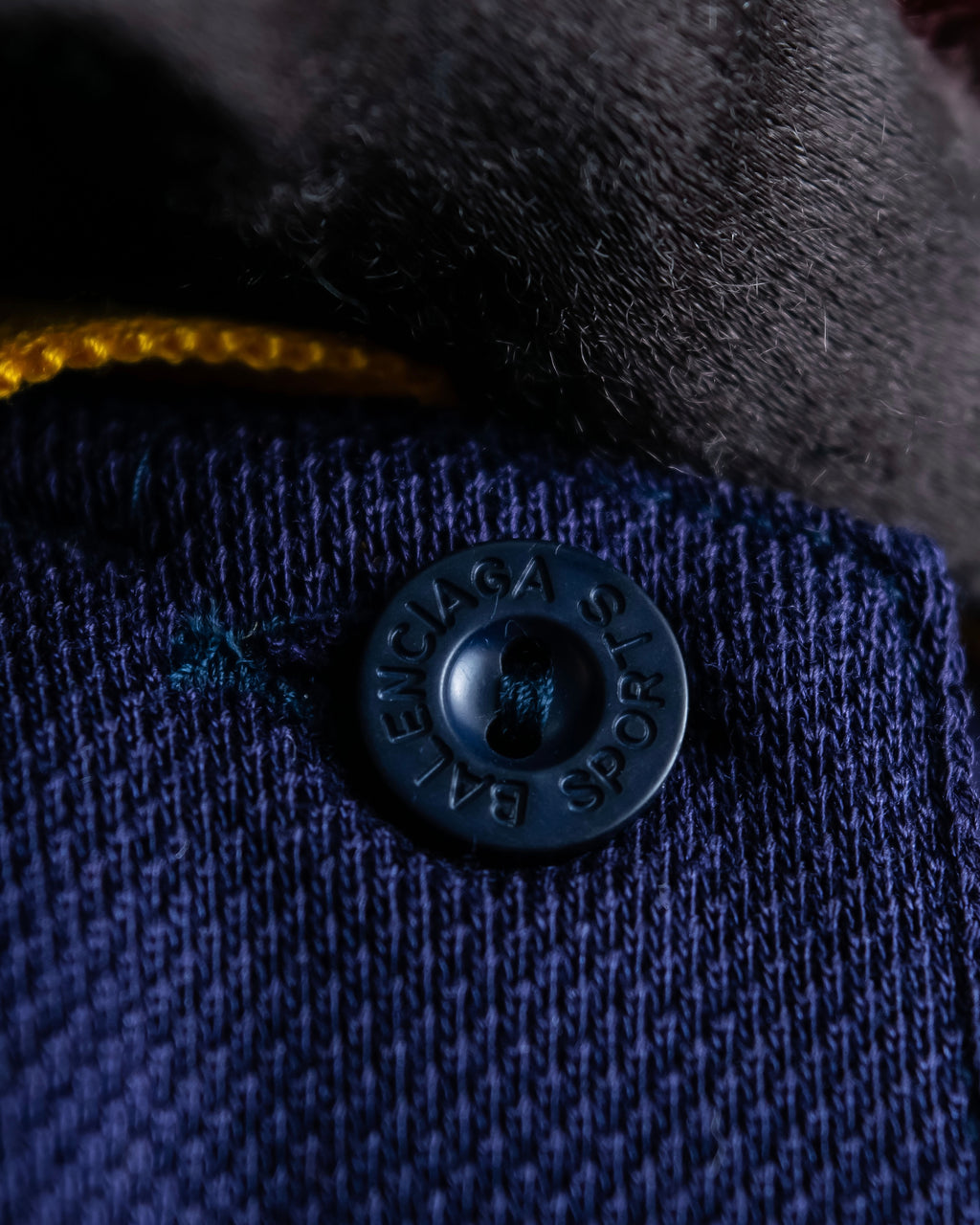 "Balenciaga Sports" Pink & yellow collar long sleeve polo shirt