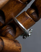 "Christian Dior" Flower motif rhinestone silver ring