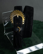 "Salvatore Ferragamo" Signature sculptural buckle suede leather belt