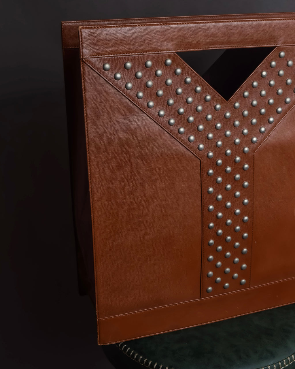 "YVES SAINT LAURENT" Studded Y design open-top leather tote bag