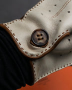 "HERMES" Dot perforation driving leather gloves