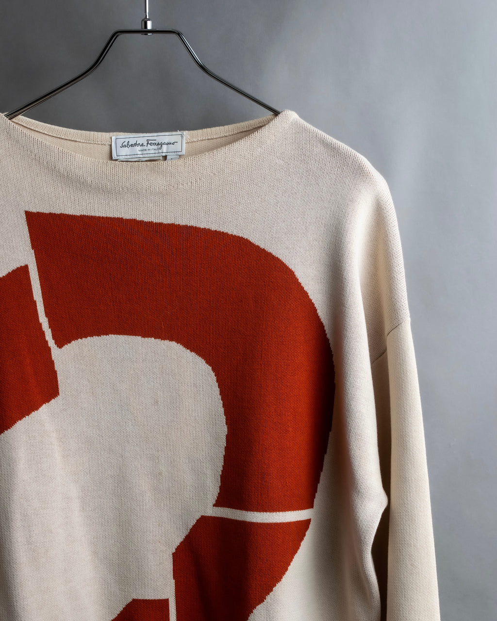 "Salvatore Ferragamo" 2 numbering graphic design intarsia knit