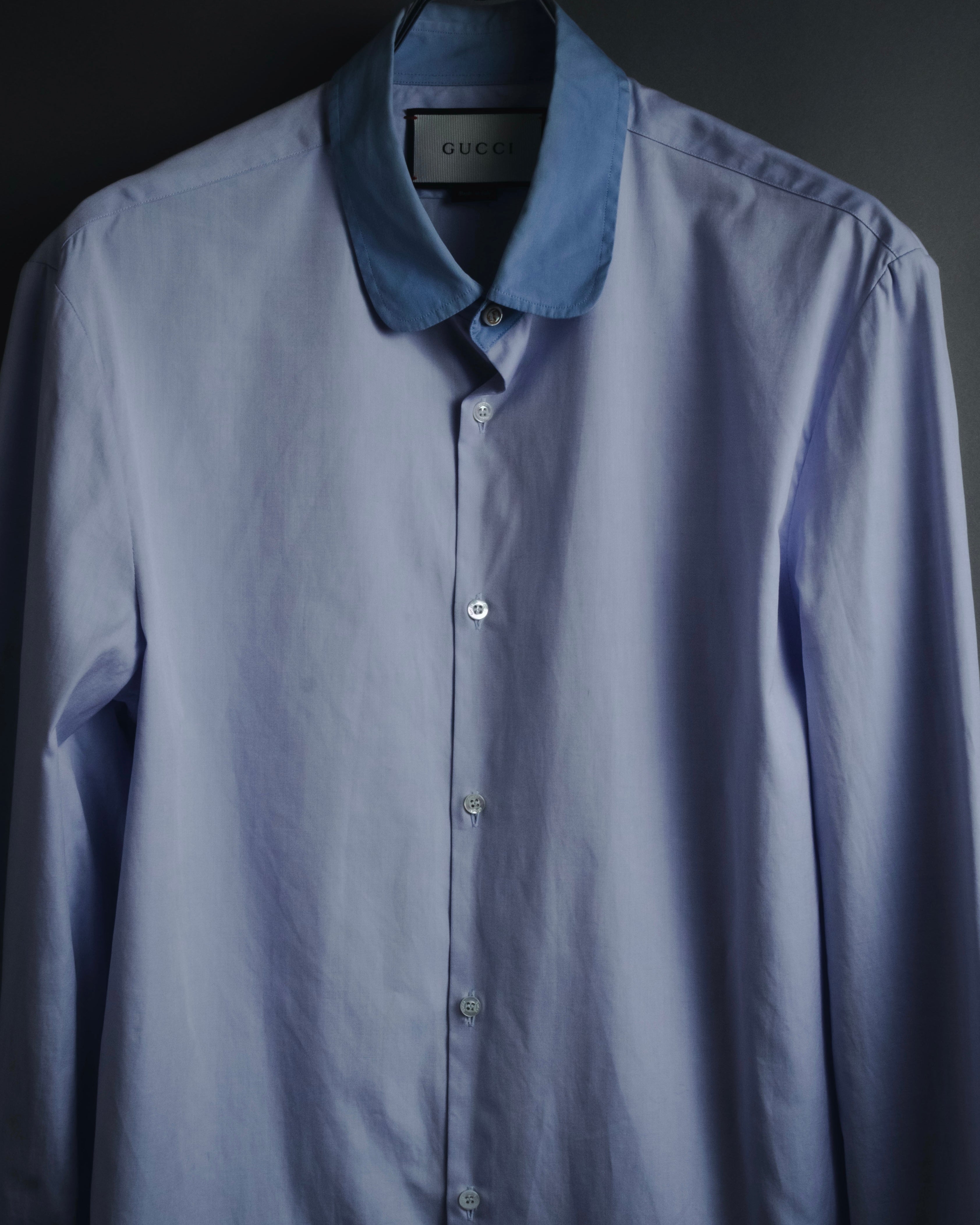 "GUCCI" Michele design tonal contrast-collar classic dress shirt