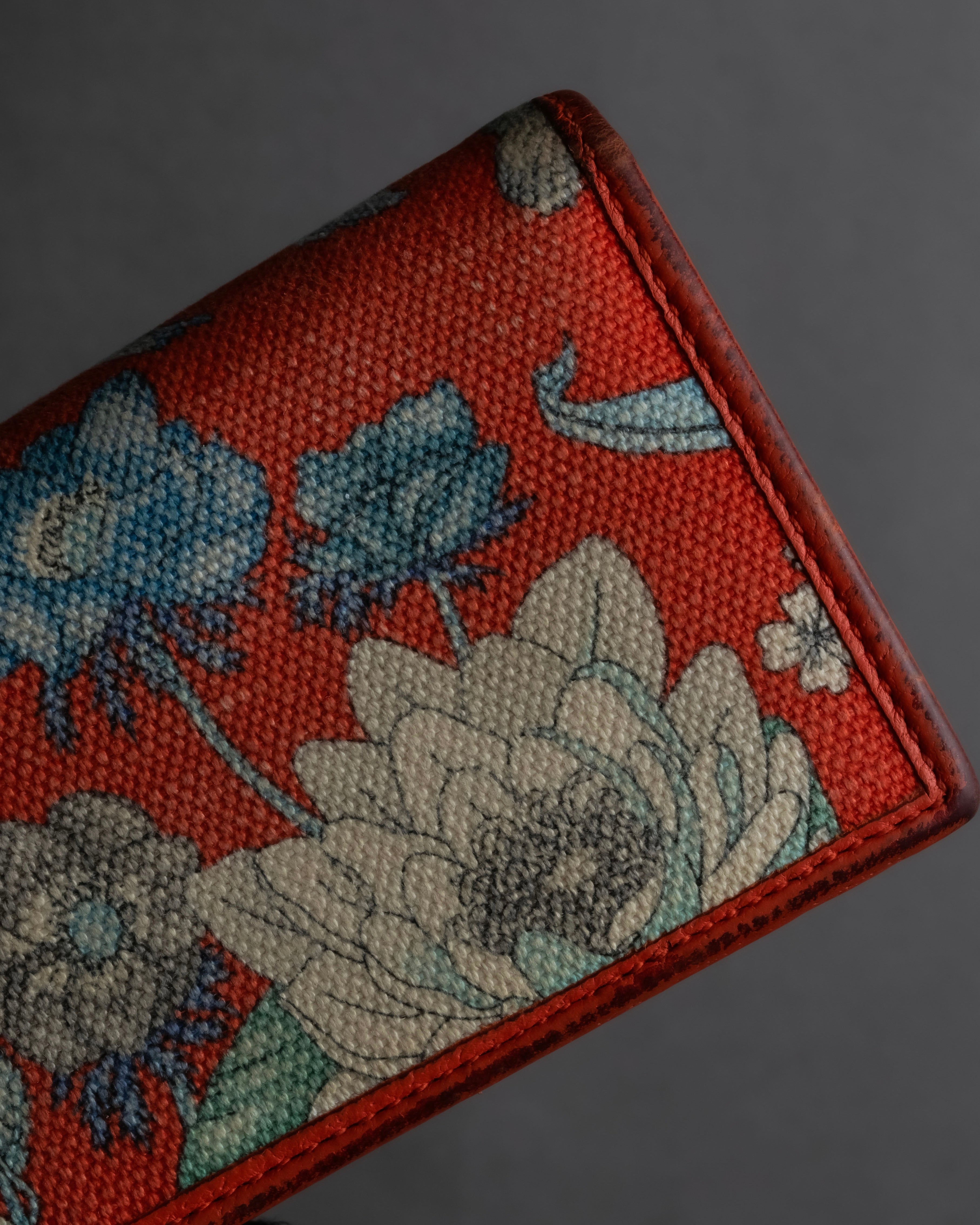 "GUCCI" Botanical pattern double G motif leather bifold wallet