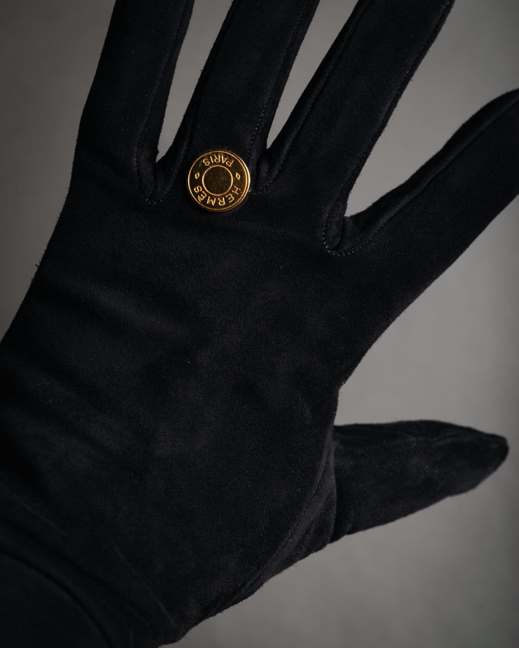 “HERMES” 90’s-00’s Gauntlet serier button suede gloves