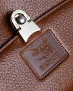 "BURBERRYS" Horizontally shaped brown leather one-handle bag