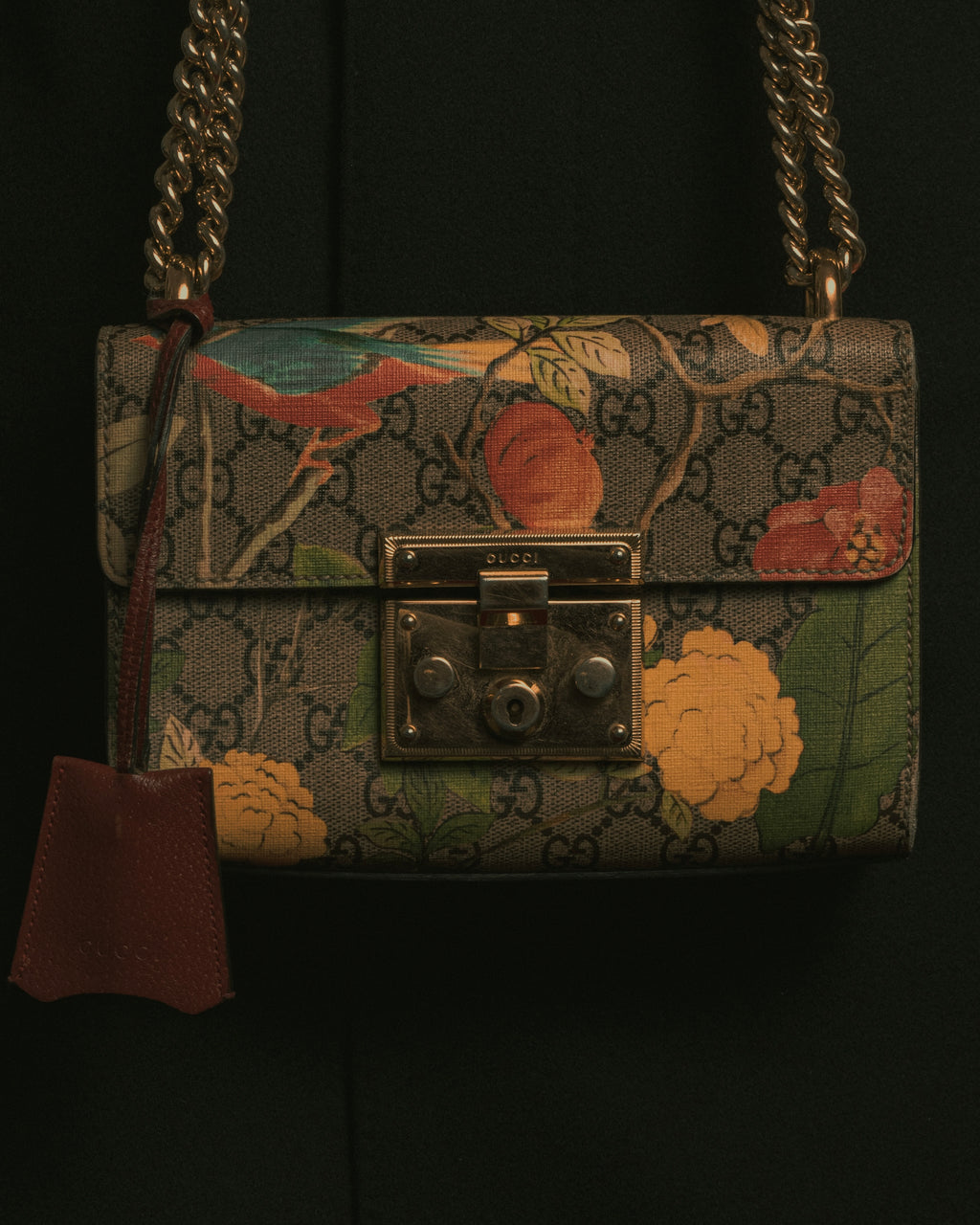 -SPECIAL- "GUCCI" Michele-era floral padlock design chain shoulder bag