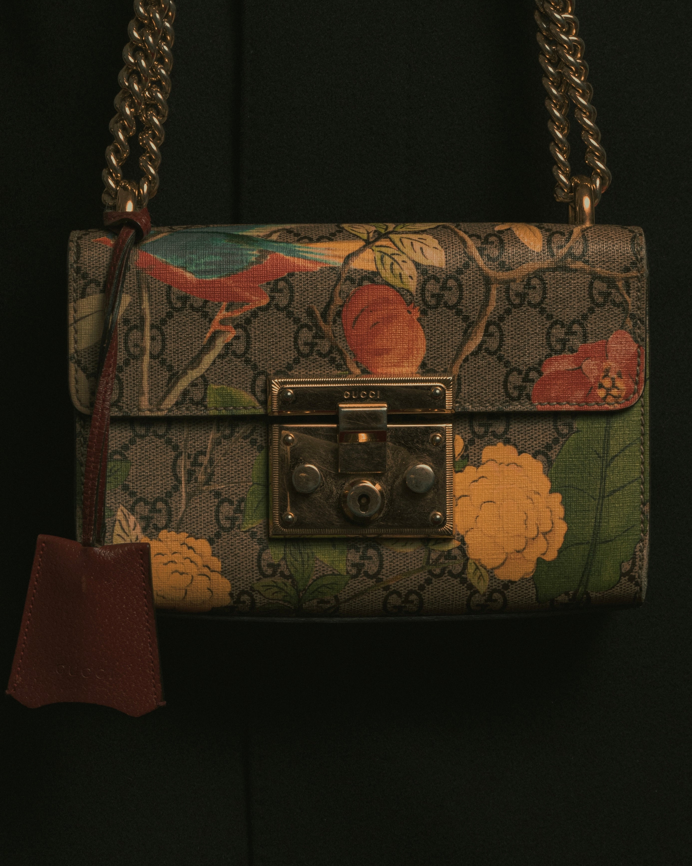 -SPECIAL- "GUCCI" Michele-era floral padlock design chain shoulder bag