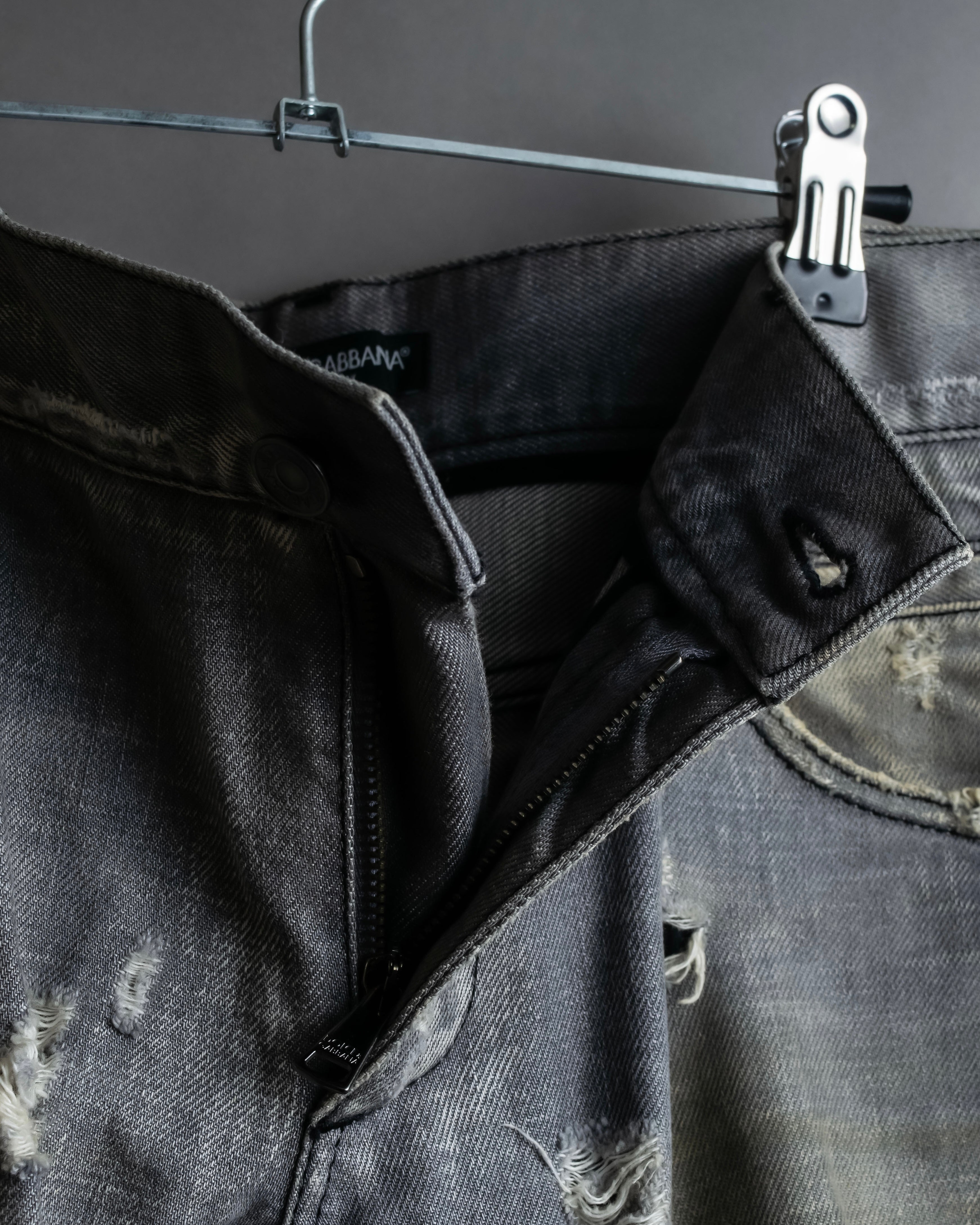 "Dolce &amp; Gabbana"Faded design gray denim pants