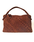 BOTTEGA VENETA/ Intrecciato Beautiful Suede Handbag Red Brown