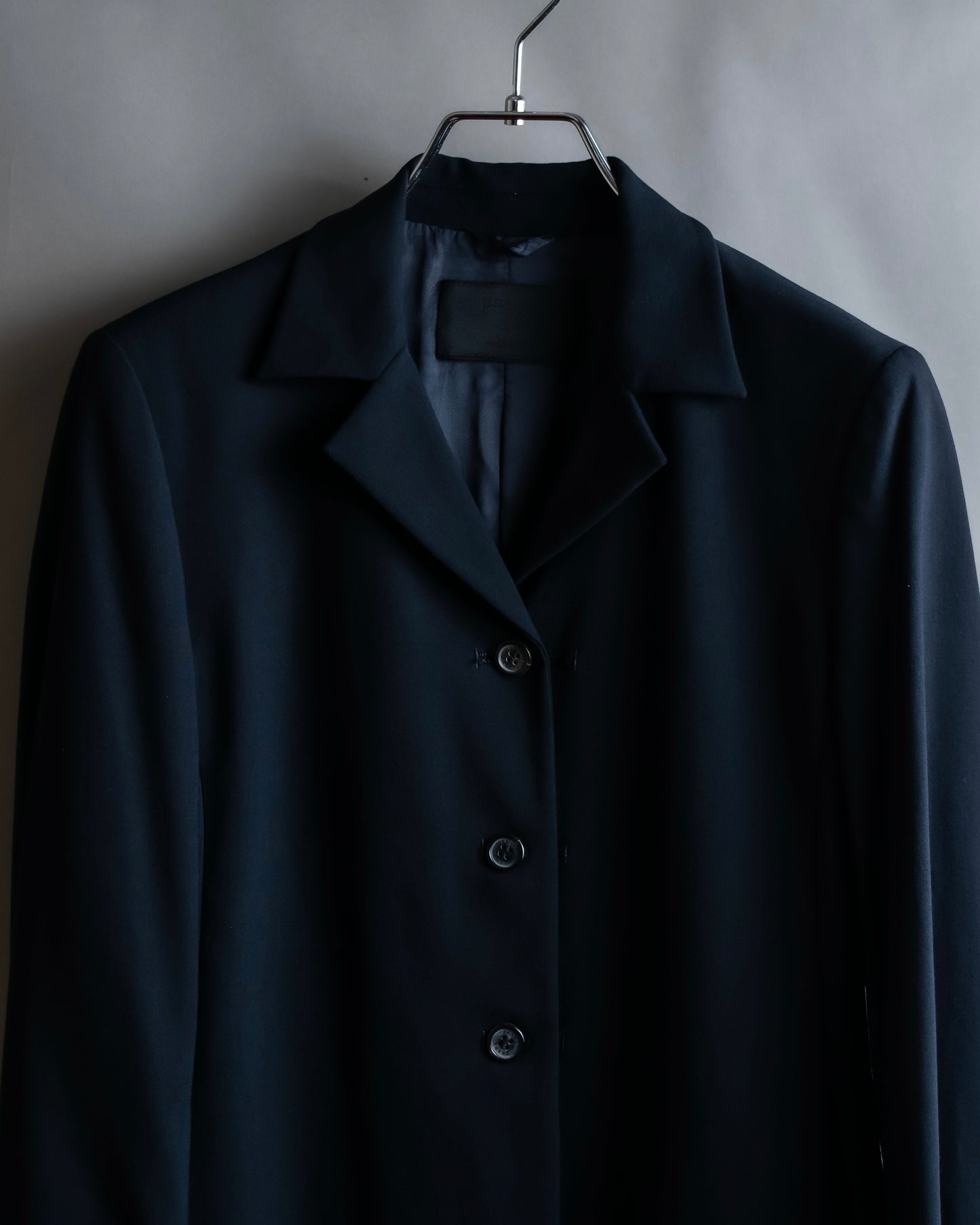 "PRADA" Short length tailored jacket & cropped skirt navy color set up