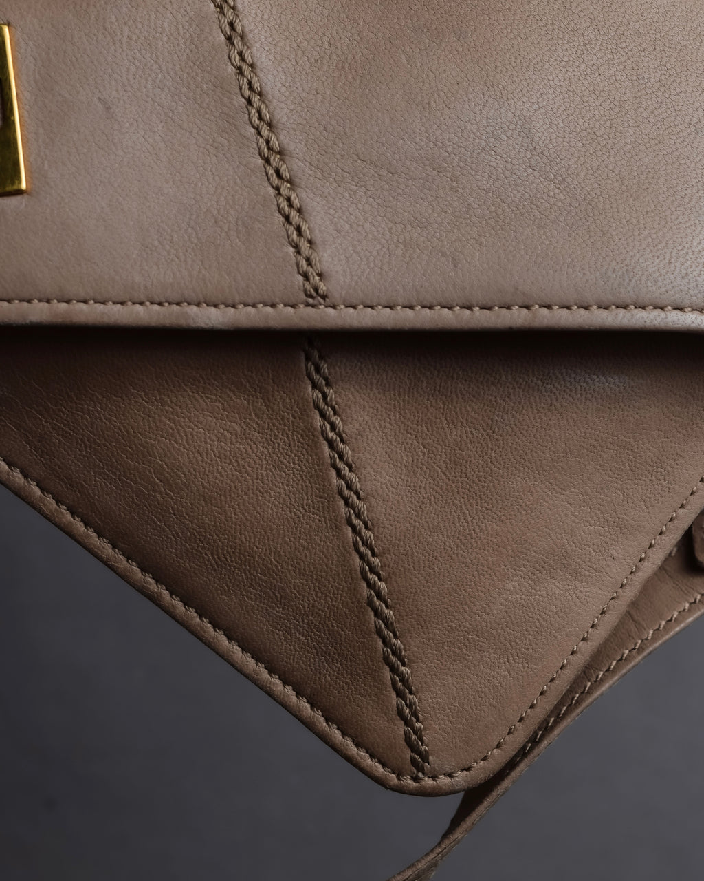 "HERMES" 70's Diamond stitched envelope leather bag