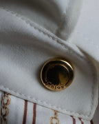 "Chloe" Chain＆stripe pattern relaxed shirt