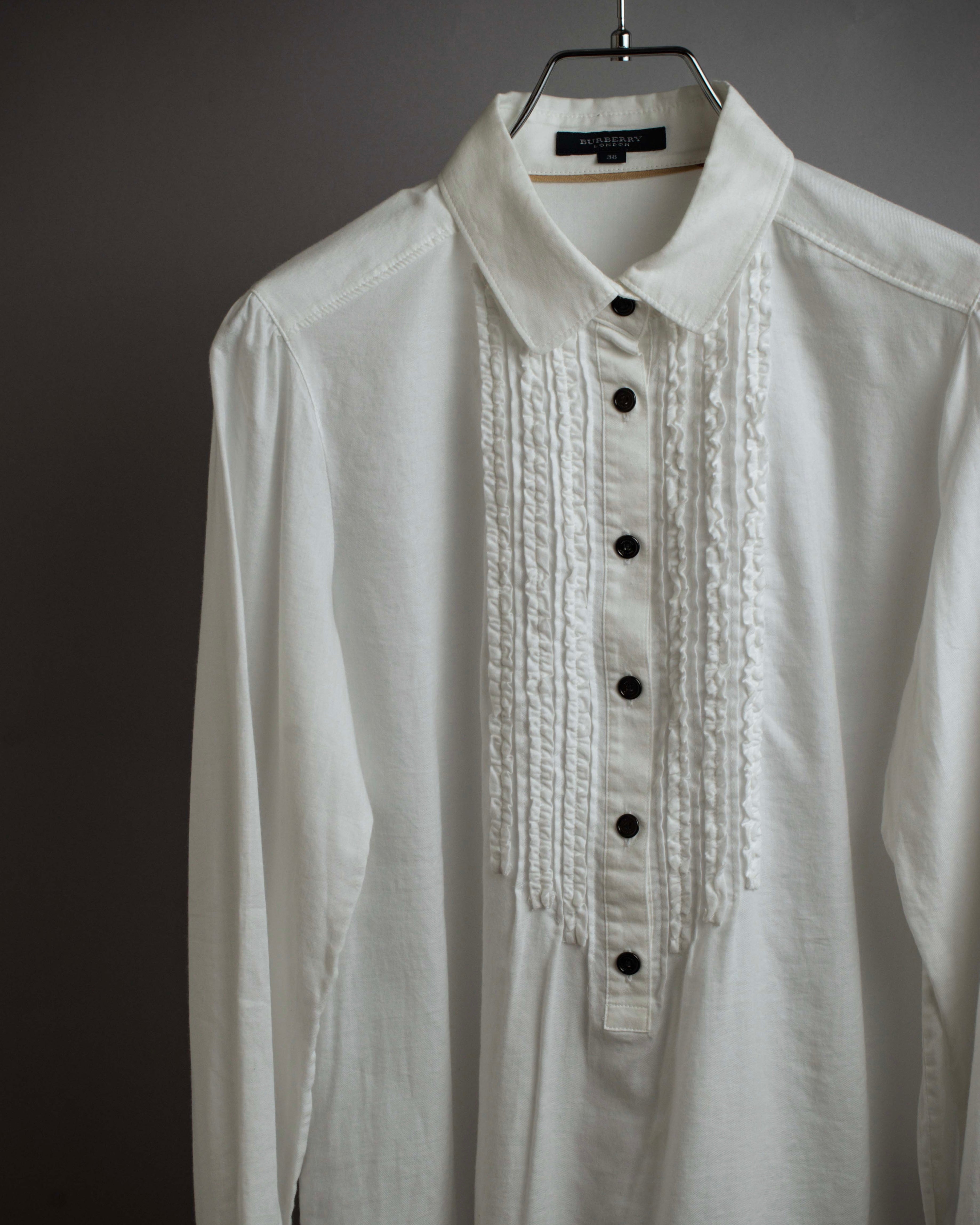 "BURBERRY" Frill design collarless blouse