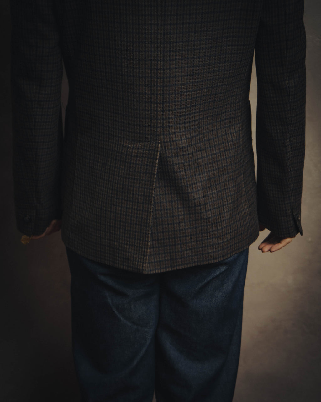 -SPECIAL- "Maison Martin Margiela" 00's Check shawl collar smoking jacket with satin contrast