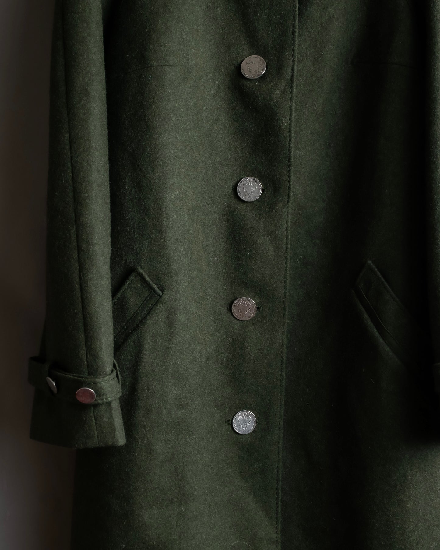 "BAVARIA LODEN" Vintage 2way stand collar wool long coat