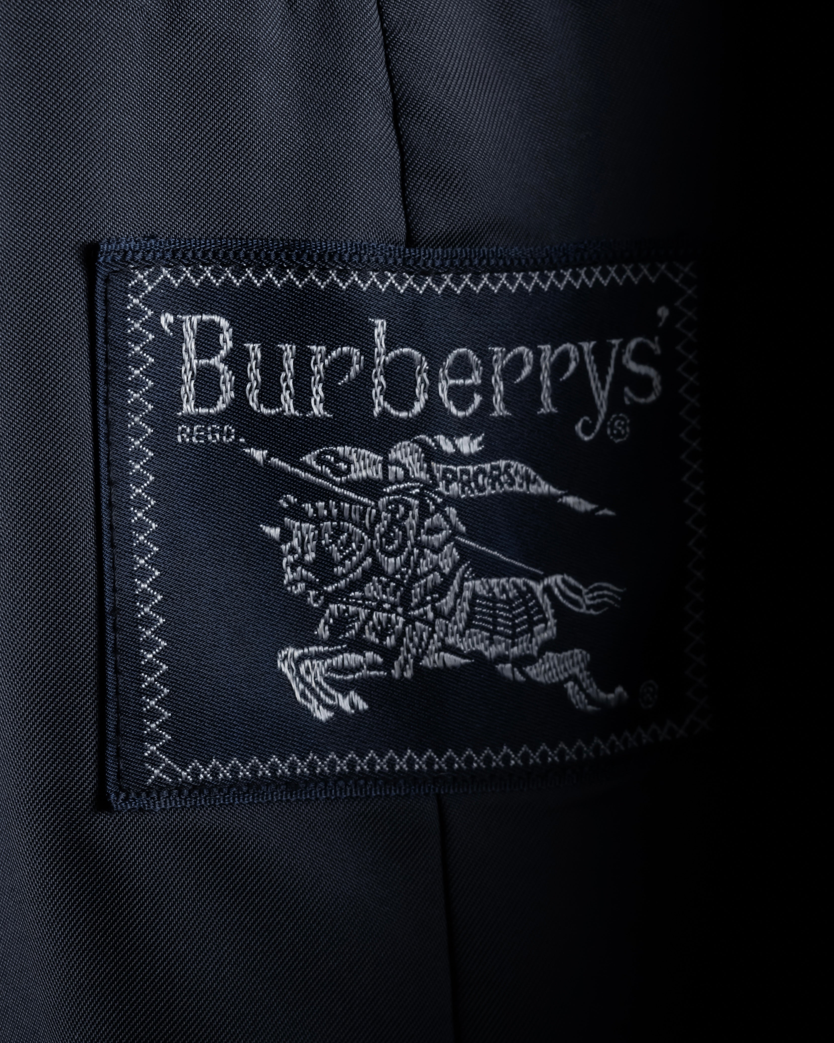 "BURBERRYS" British tweed fly front stand collar coat