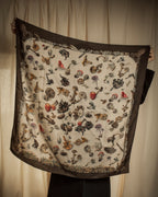 "HERMES" 80's Carré 90 Les Champignons II silk scarf