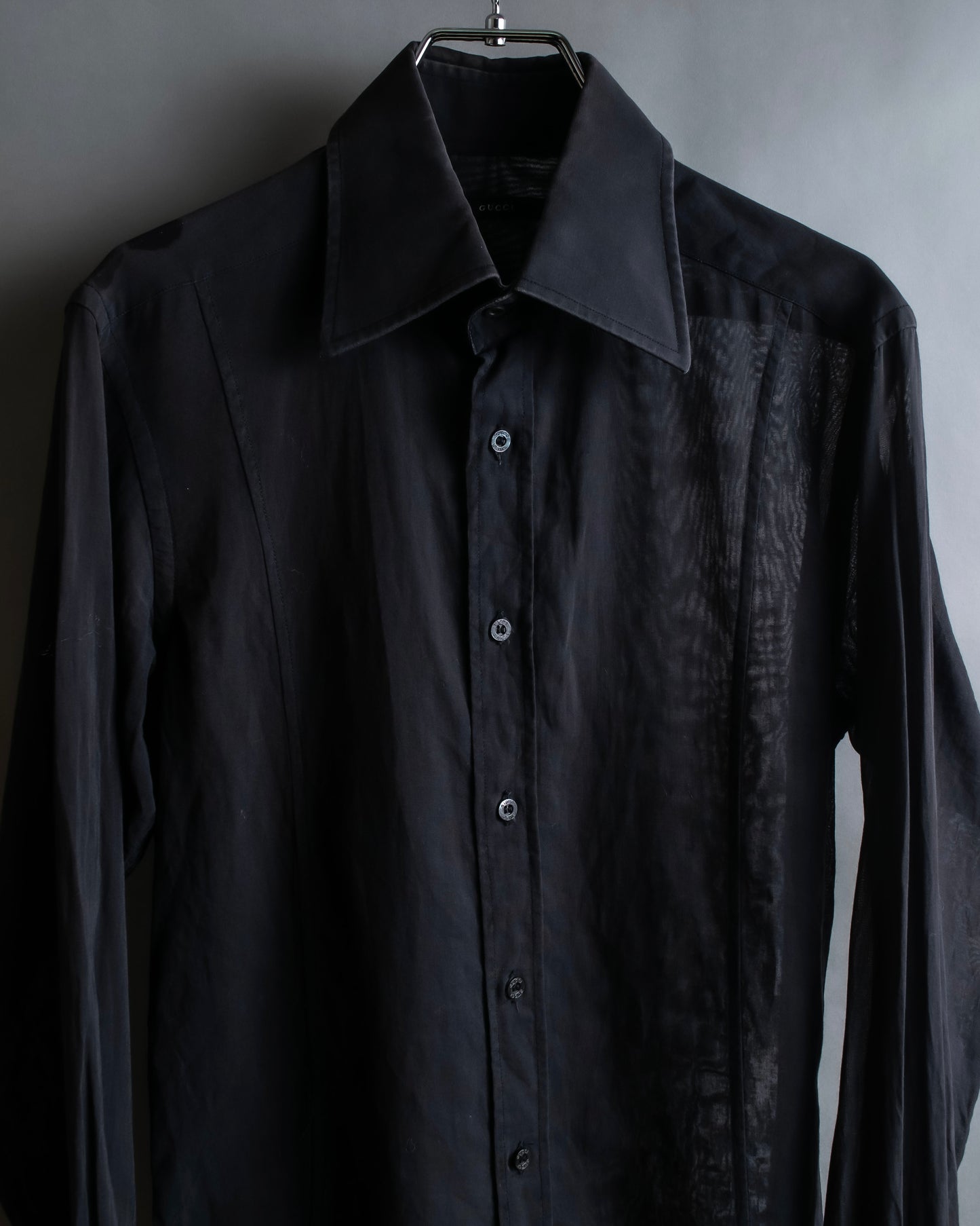 "GUCCI" See-through design cotton shirt