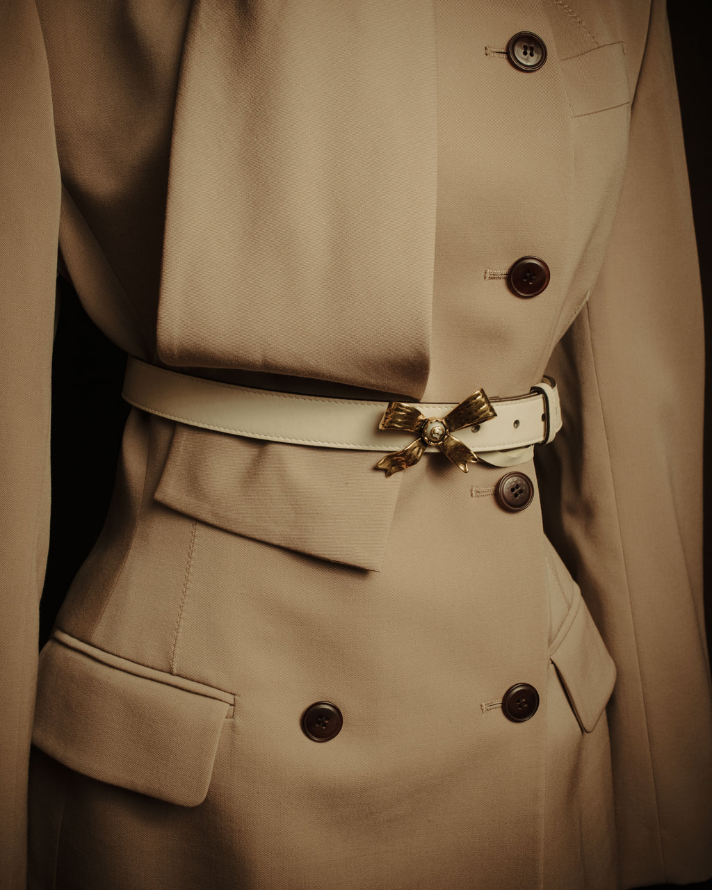 –SPECIAL– “GUCCI” Michele period Ribbon pearl embellished leather belt