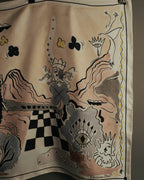 "Christian Dior" 2010's Modern surrealist trump print silk scarf