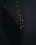 "Salvatore Ferragamo" 2000’s gathered metallic leather ball-link shoulder bag