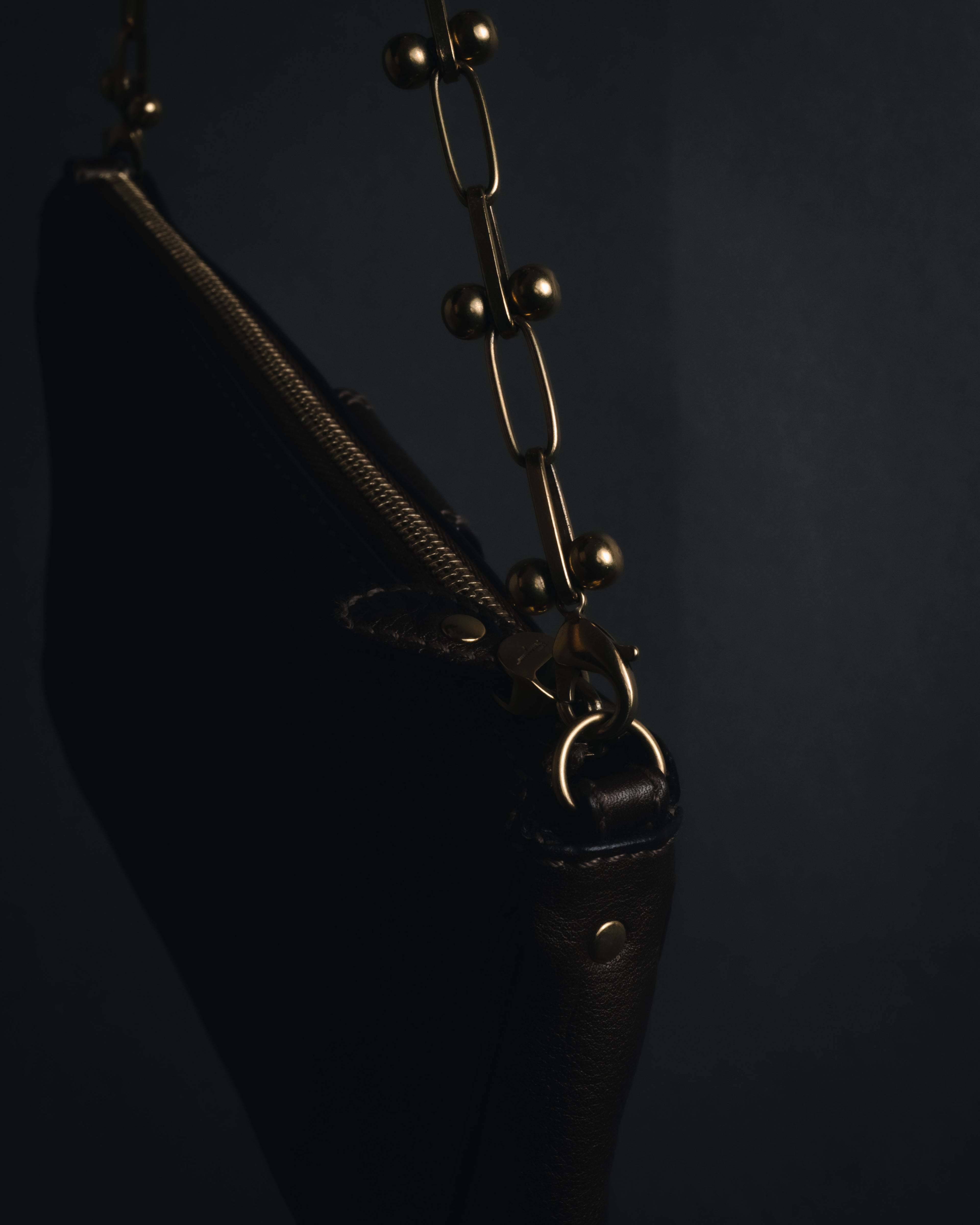 "Salvatore Ferragamo" 2000’s gathered metallic leather ball-link shoulder bag