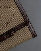 "PRADA" Logo engraved canvas＆leather combination short wallet