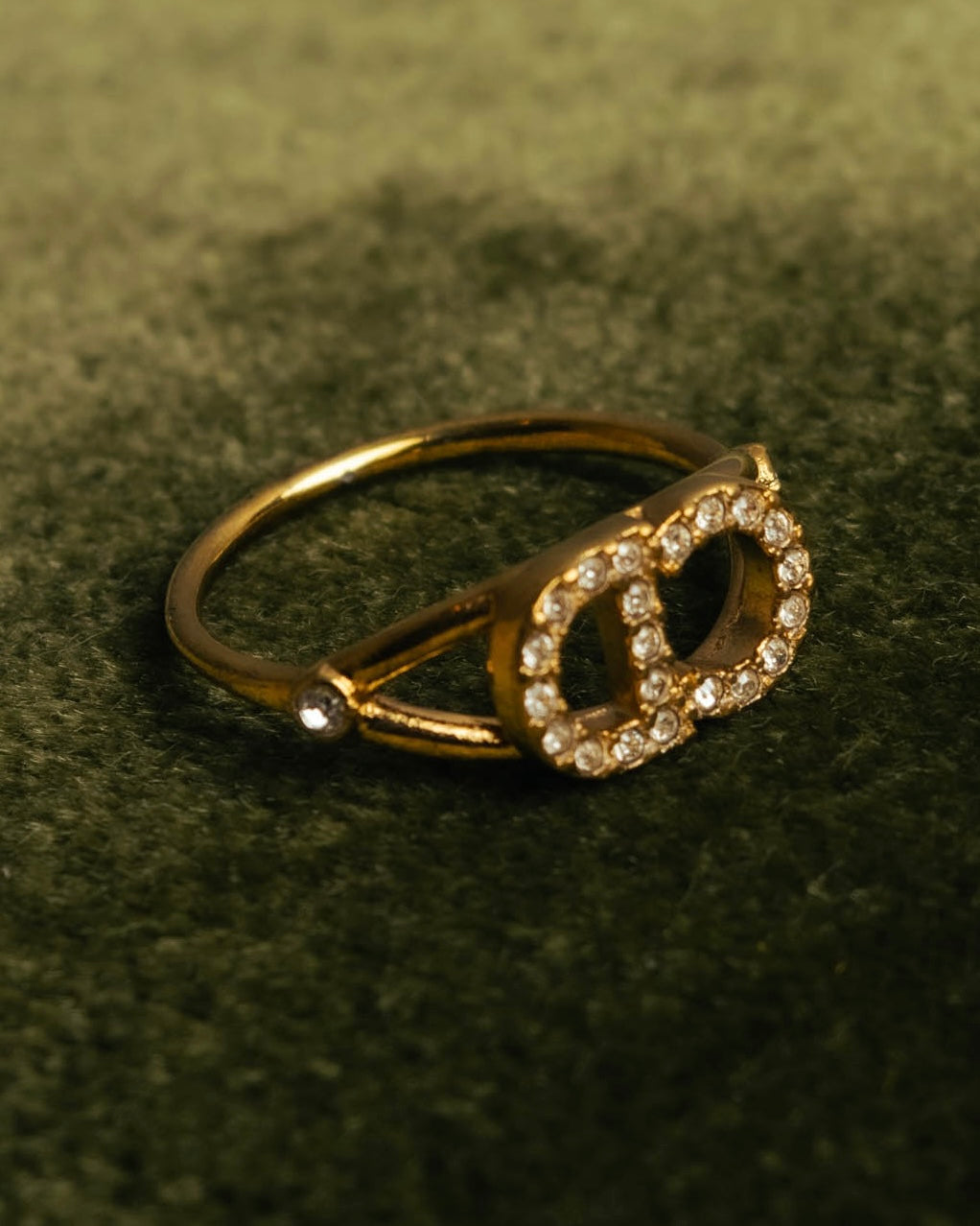 "Christian Dior" 00's-10's Sparkling rhinestone logo ring