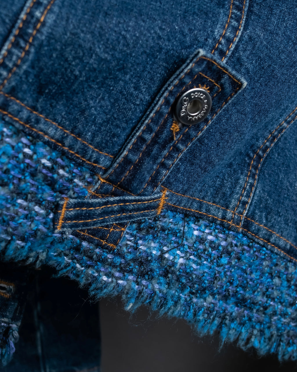 “D&amp;G” Tweed attached bijou button denim jacket