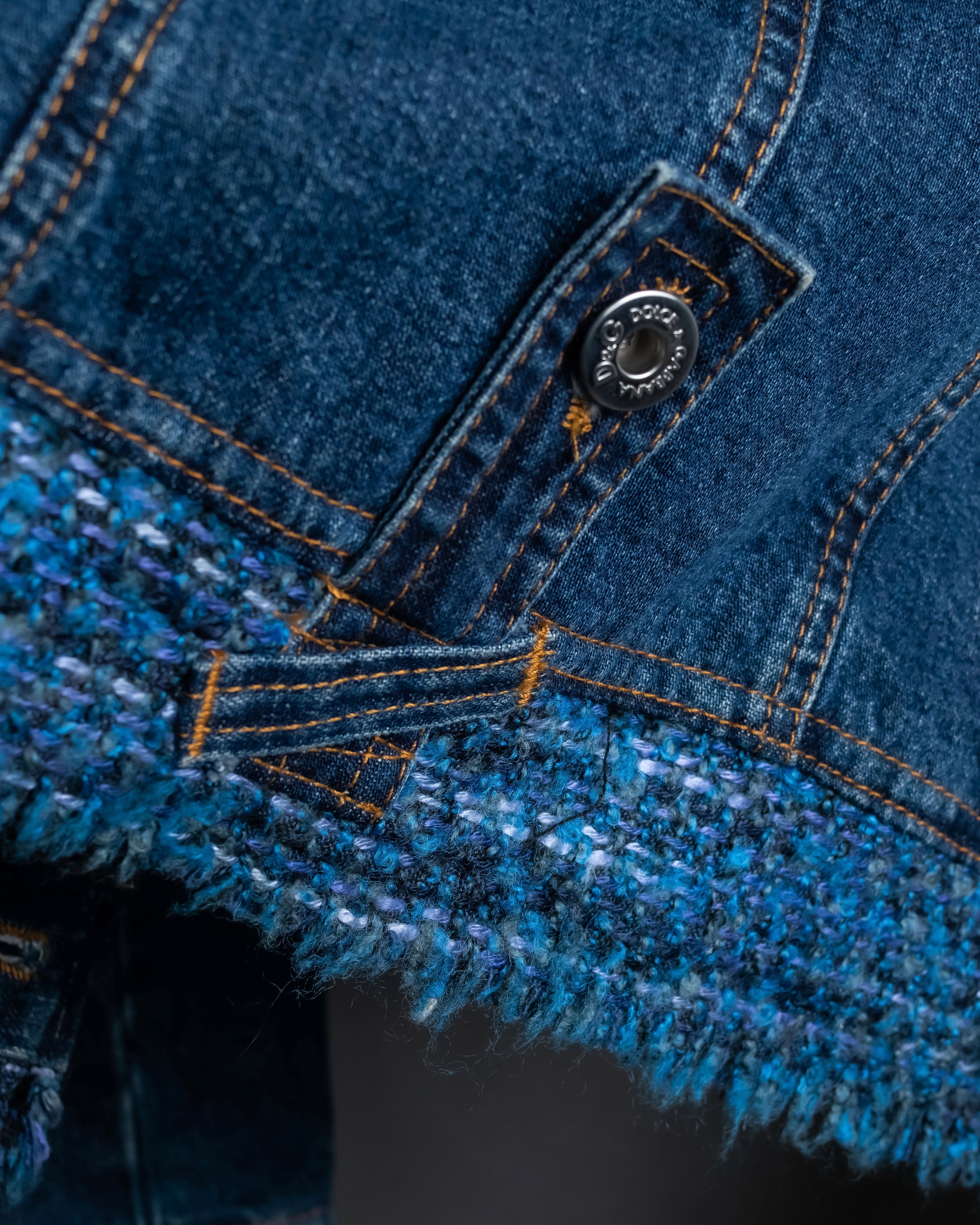 “D&amp;G” Tweed attached bijou button denim jacket