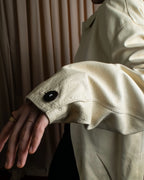 "LOEWE" 100% real leather off white color double zipper mid length coat
