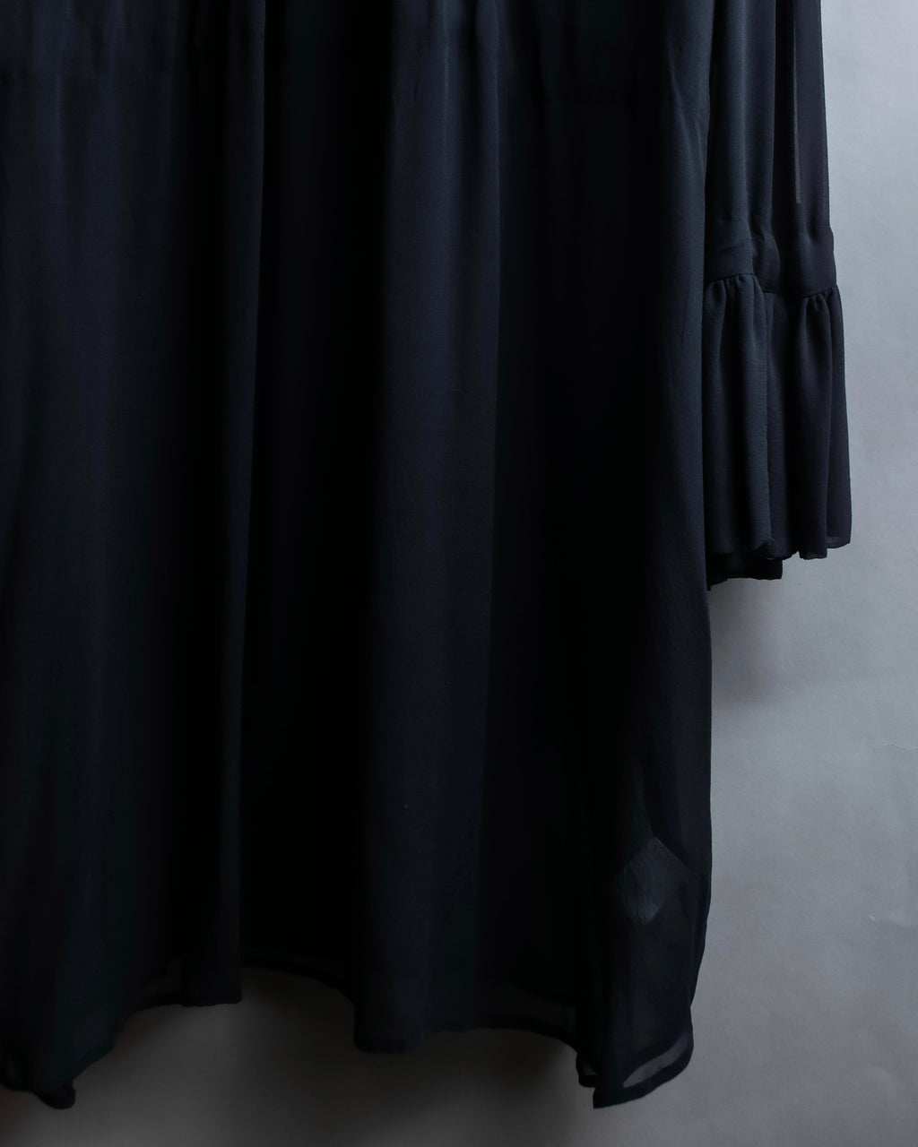 "DRIES VAN NOTTEN" Gather tiered design sheer black dress