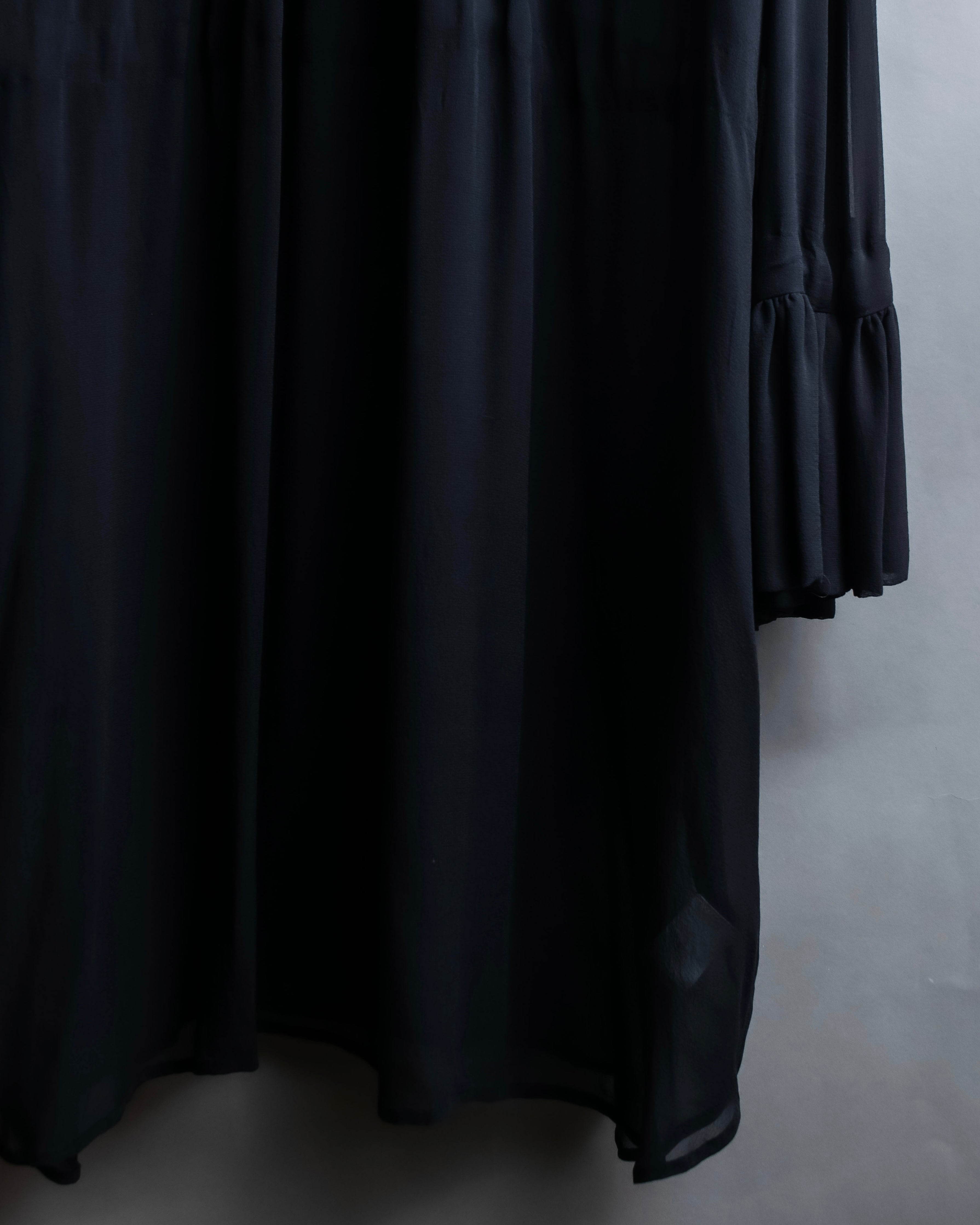 "DRIES VAN NOTTEN" Gather tiered design sheer black dress