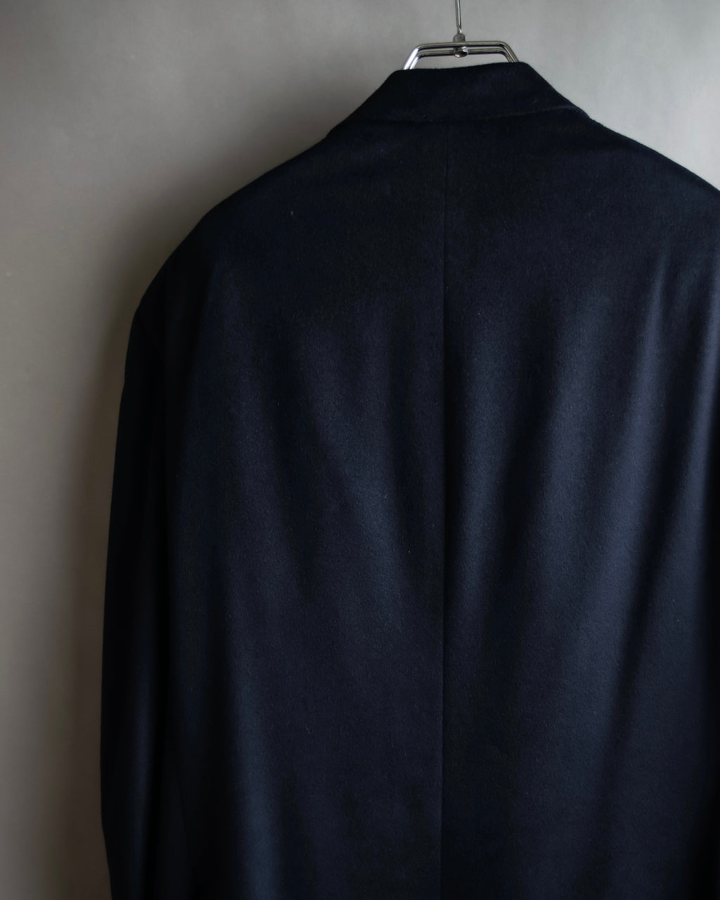 "HERMES" 90's Pure cashmere navy blue tailored jacket