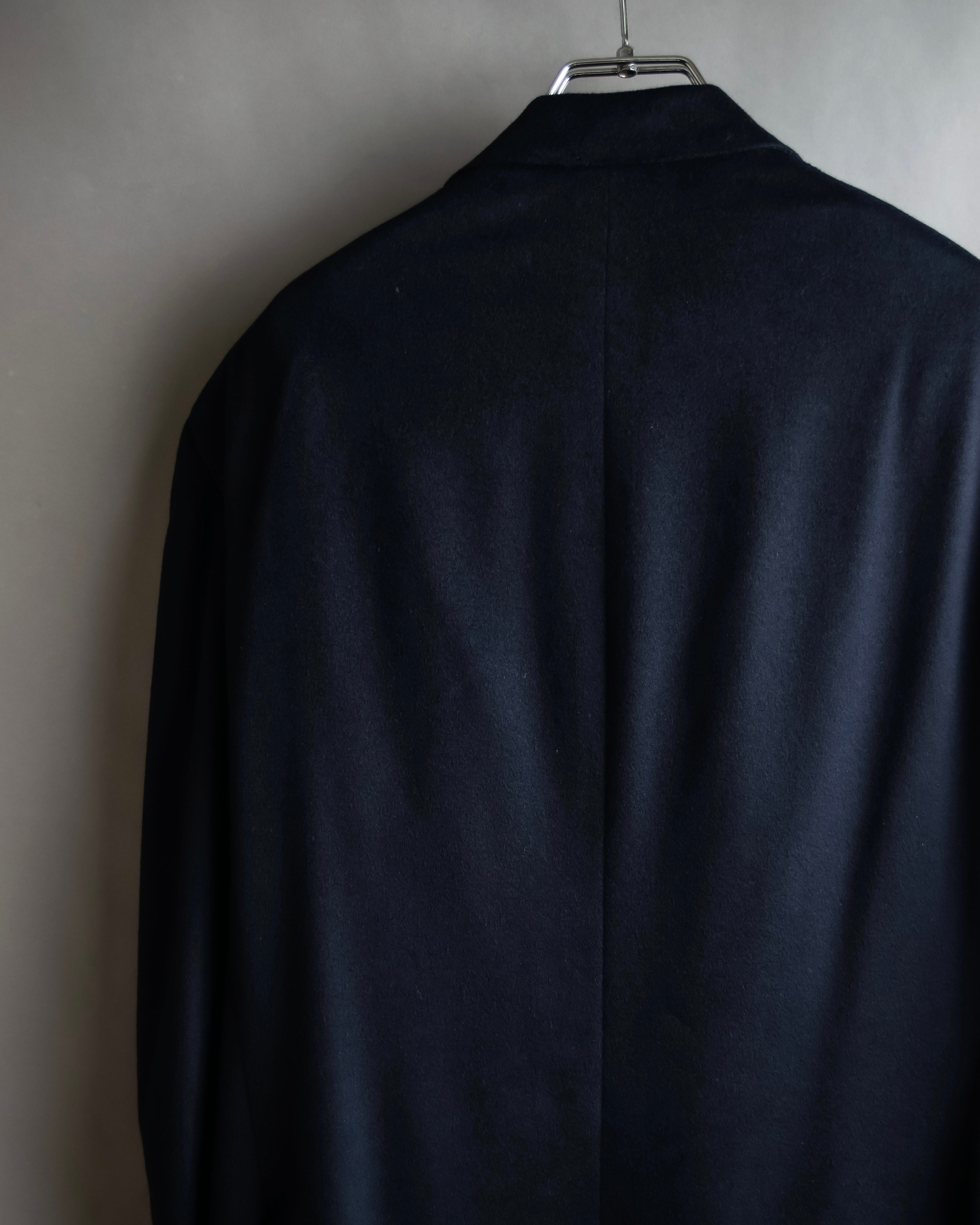 "HERMES" 90's Pure cashmere navy blue tailored jacket