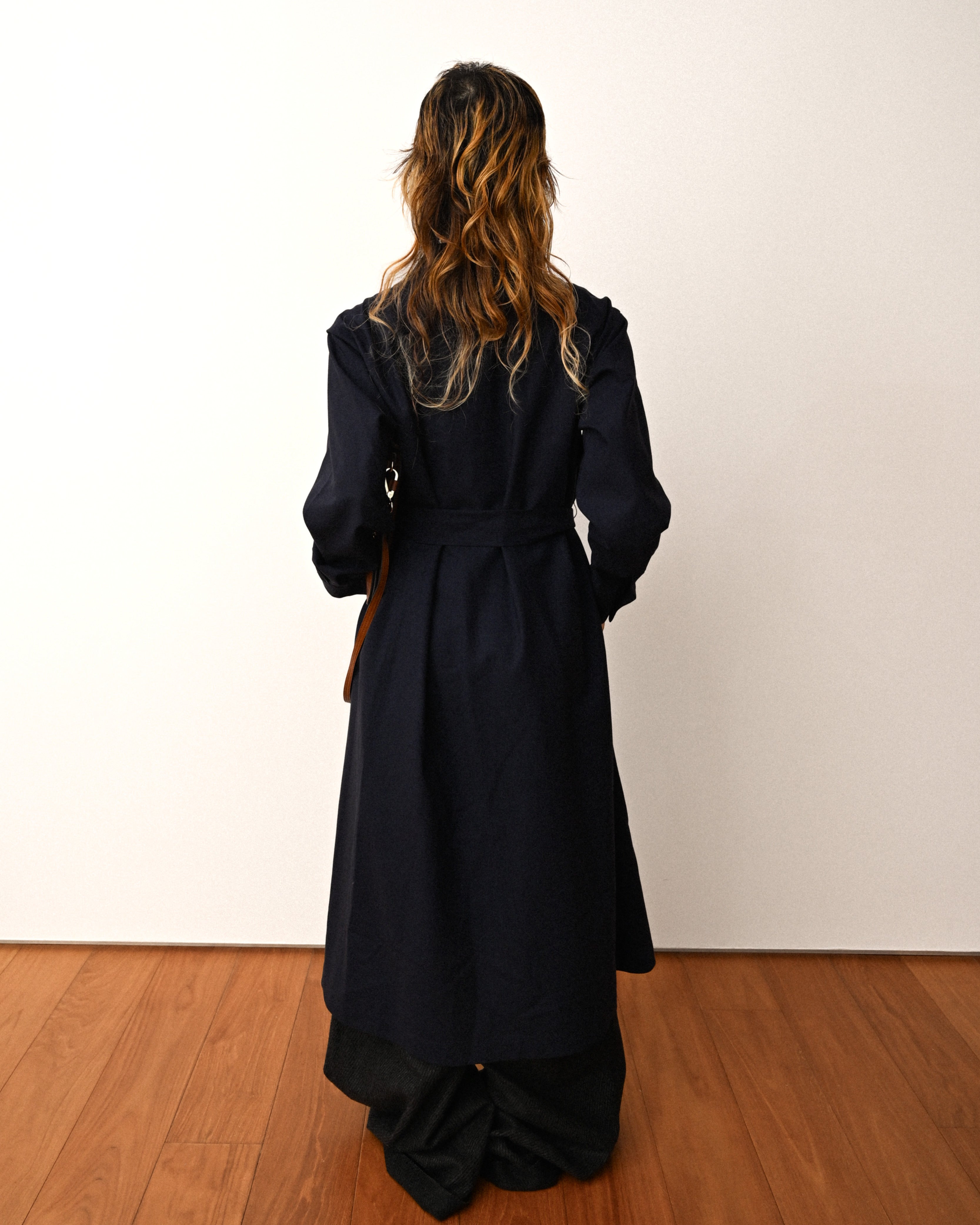 JIL SANDER/ 2015 Shape Designed Wool Shirt Coat Navy