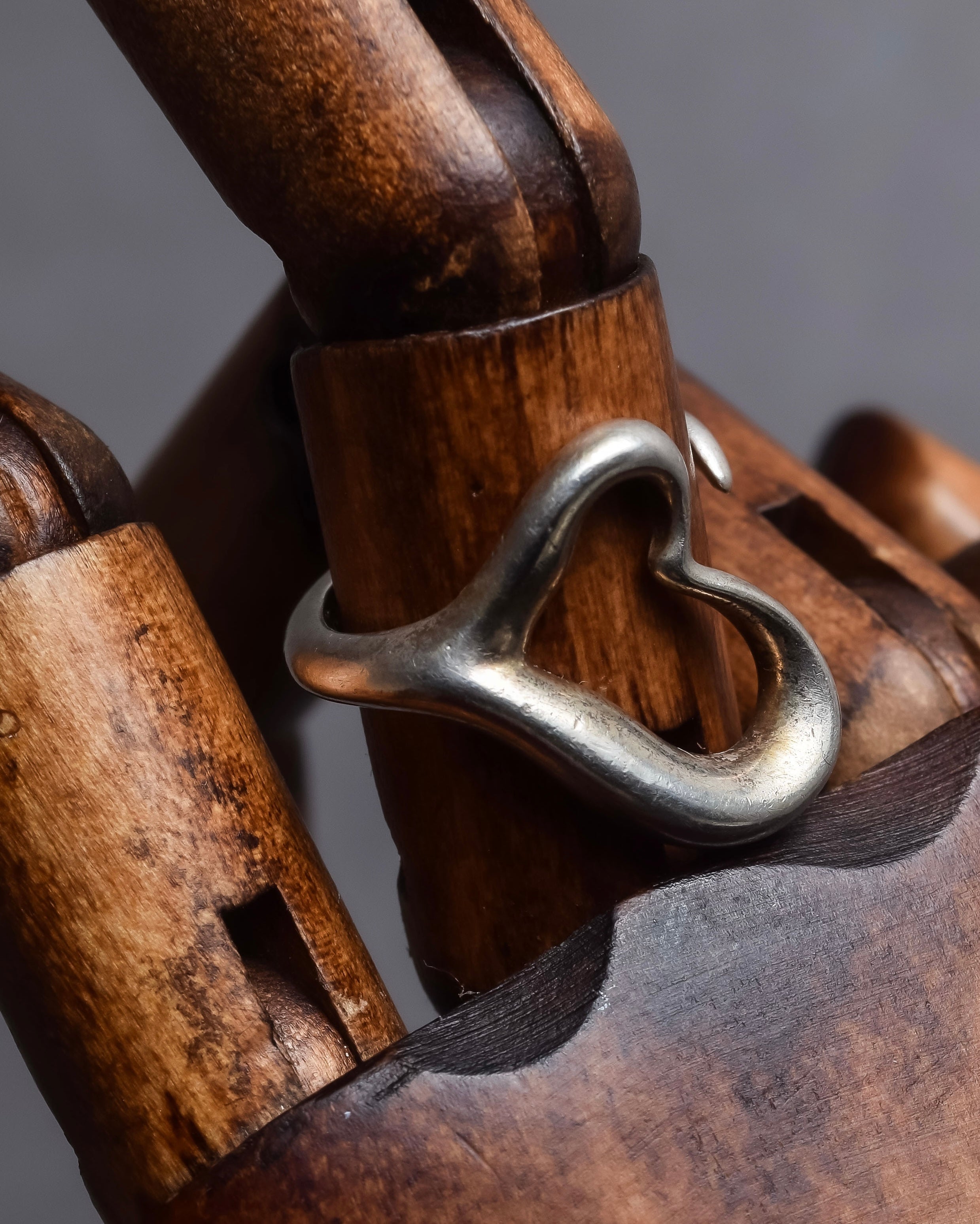 "Tiffany&Co" Elsa Peretti open heart design silver ring