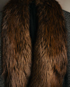 -SPECIAL- "GUCCI" 00's-10's Luxurious beaver fur-collar wool overcoat