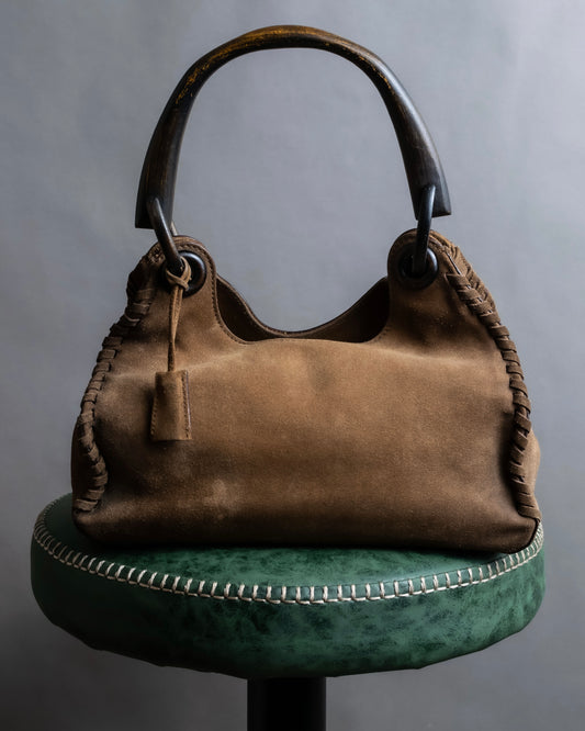 "GUCCI" Suede wood handle hobo bag