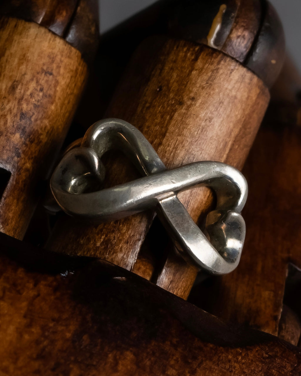 "Tiffany&Co" Double loving heart design silver ring